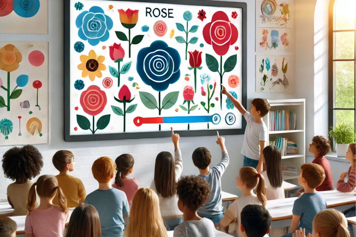 students play quiz games for review about roses in classroom